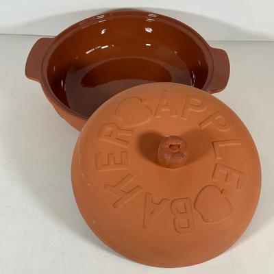LOT 19D: Terracotta Apple Baker, Egg Serving Plate & More