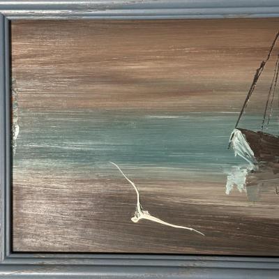 LOT 26L: Two Framed Nautical Scene Oil Paintings