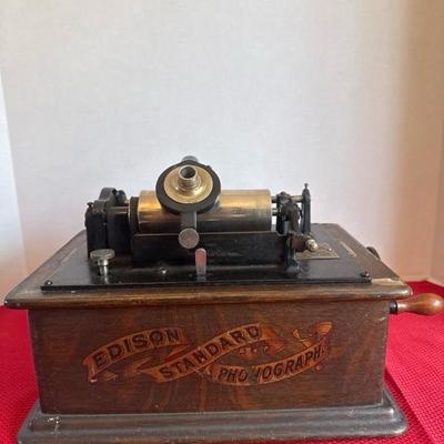 Sale Photo Thumbnail #3: Antique Edison standard phonograph and Edison phonograph wax cylinders