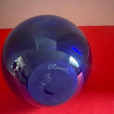 Sale Photo Thumbnail #11: blue glass home decor singed piece “spooner”