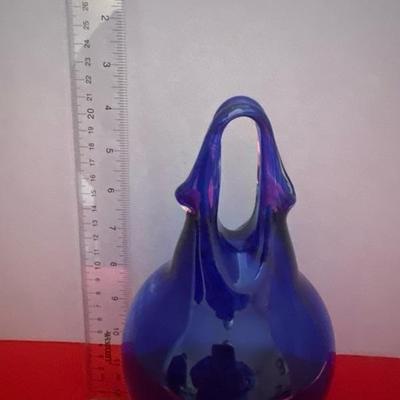 Sale Photo Thumbnail #12: blue glass home decor singed piece “spooner”