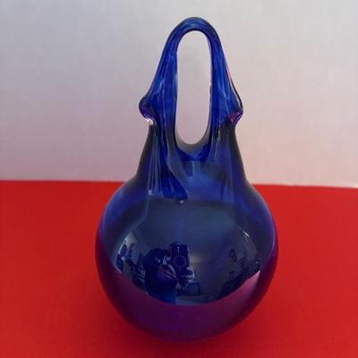 Sale Photo Thumbnail #10: blue glass home decor singed piece “spooner”