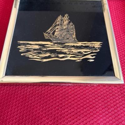 Sale Photo Thumbnail #16: Various home decor.. Kafka screened etching, brass Buddha, plastic eagle, wooden carved figurine