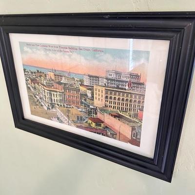 Sale Photo Thumbnail #54: Framed reproduction print of downtown San Diego 20” x 14”