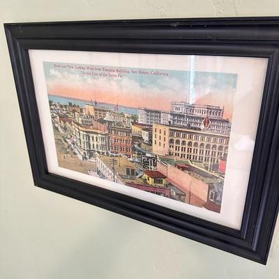 Sale Photo Thumbnail #55: Framed reproduction print of downtown San Diego 20” x 14”