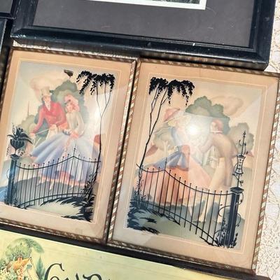 Sale Photo Thumbnail #88: Variety of small framed art, and wall decor