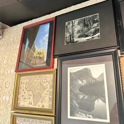 Sale Photo Thumbnail #89: Variety of small framed art, and wall decor