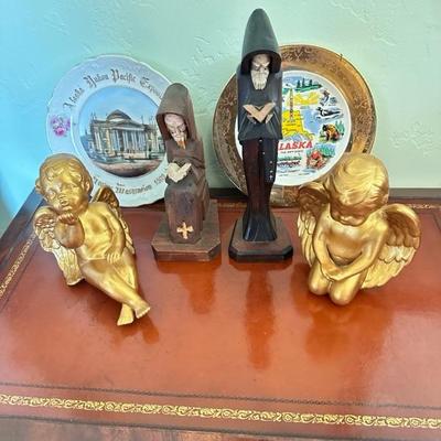 Sale Photo Thumbnail #129: Variety of home decor, including angels and decorative plates