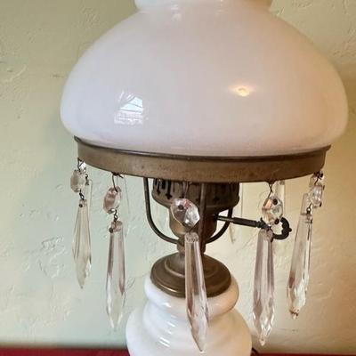Sale Photo Thumbnail #141: Milk glass table lamp, 20 inches tall
