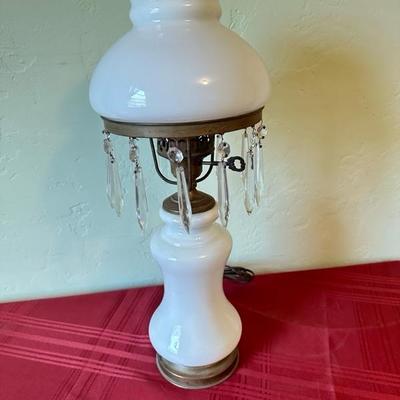 Sale Photo Thumbnail #139: Milk glass table lamp, 20 inches tall
