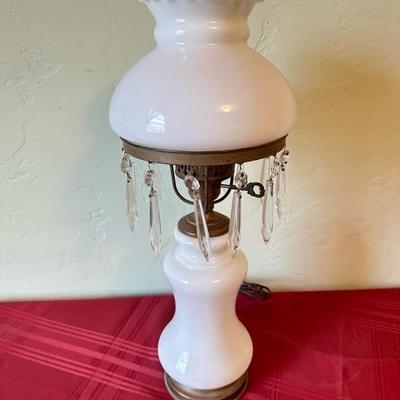 Sale Photo Thumbnail #140: Milk glass table lamp, 20 inches tall
