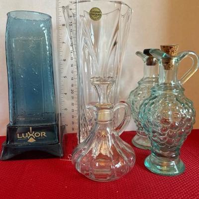 Sale Photo Thumbnail #349: Misc home decor, kitchen items, mirror, vase, vintage Luxor souvenir glass cup