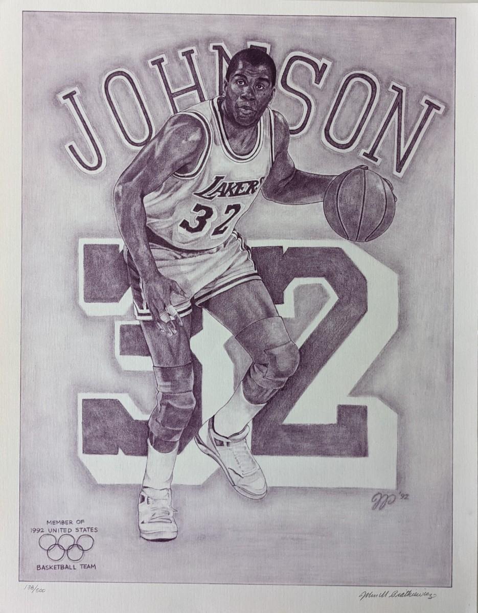 Magic Johnson Lettering Magic Johnson Original Artwork | EstateSales.org