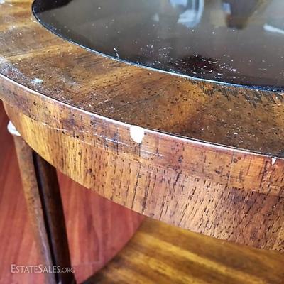 Round Glass Top End Table