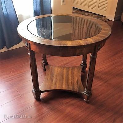 Round Glass Top End Table