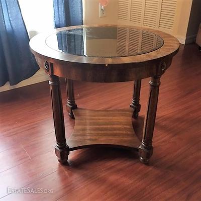 Round Glass Top End Table