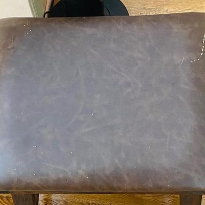 Pair of Dark Wood Barstools with Padded Faux Leather Seats – Counter Height