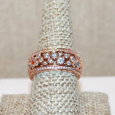 Size 9 ROSE GOLD "Circles of Circles Bubbles" Ring & Infinity Styled Band (6.2g)