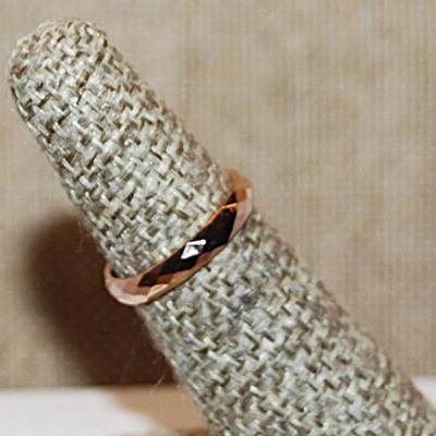 Size 5 Beveled Titanium Infinity Stainless Steel Ring on a ROSE GOLD Band (1.3g)