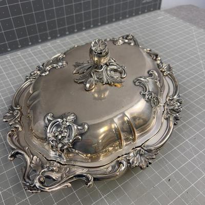Antique Stunning Silver Plated Serving Dish with Lid. 