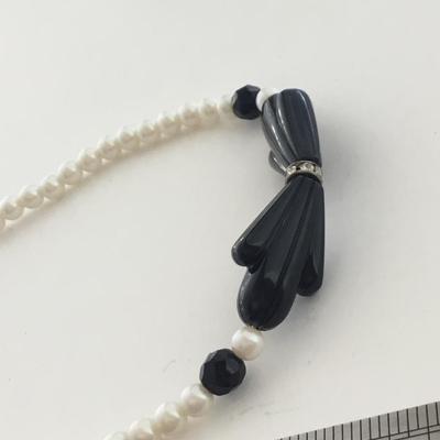 White and black beaded collar necklace