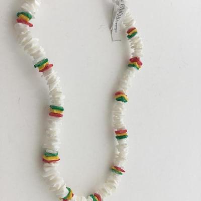 Vintage made in the Philippines white green red and yellow necklace