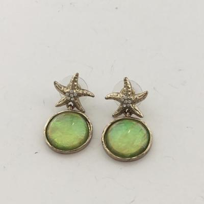 Gold tone starfish dangle earrings