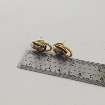 Gold tone with black unmarked fashion earrings