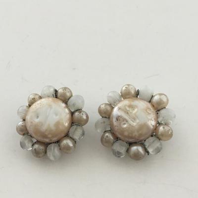 Japan marked clip on vintage earrings