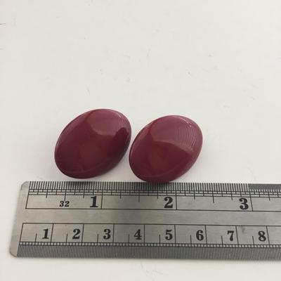Maroon vintage clip on oval earrings