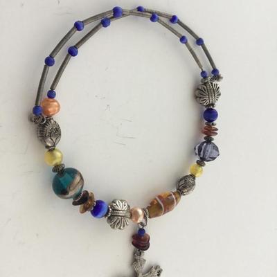 Colorful beaded choker adjustable necklace