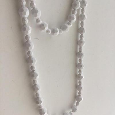 Unmarked white beaded multilayer statement necklace
