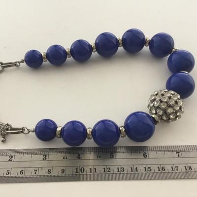 Blue statement beaded collar necklace