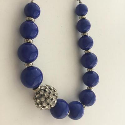 Blue statement beaded collar necklace