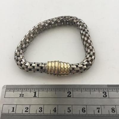 Silver tone mesh magnetic close bracelet