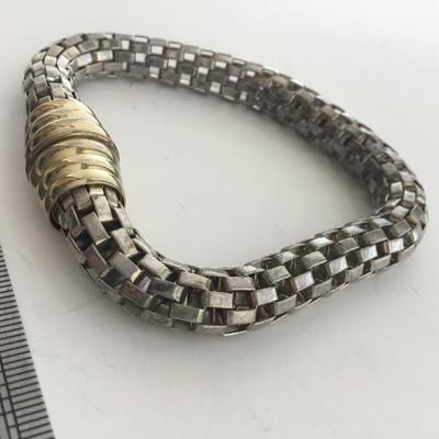 Silver tone mesh magnetic close bracelet