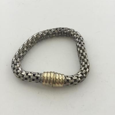 Silver tone mesh magnetic close bracelet