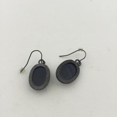 Unmarked blue black fashion earrings