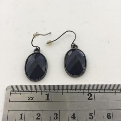Unmarked blue black fashion earrings