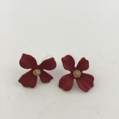 Red fashion flower earrings