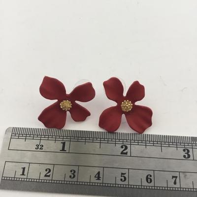 Red fashion flower earrings