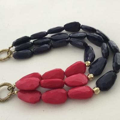 Pink and blue multilayer fashion necklace