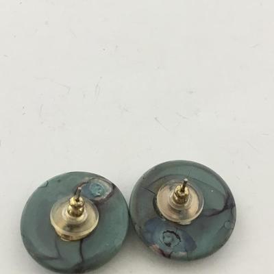 Blue howlite type round earrings