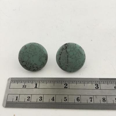 Blue howlite type round earrings