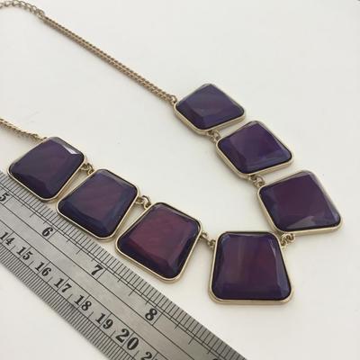Gold tone purple fashion necklace