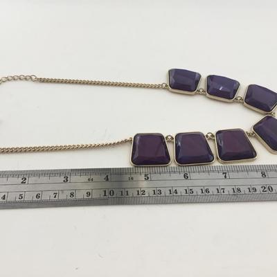 Gold tone purple fashion necklace