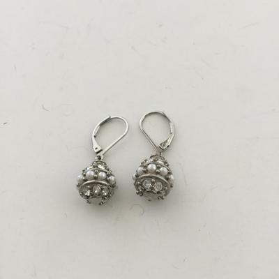 Silver tone dangle earrings