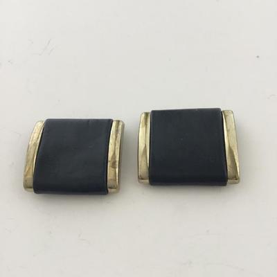 Gold tone black vintage clip on shoe clips