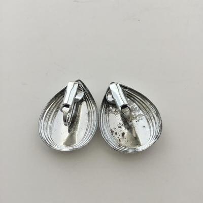 Silver tone clip on vintage earrings