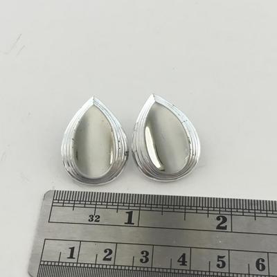 Silver tone clip on vintage earrings
